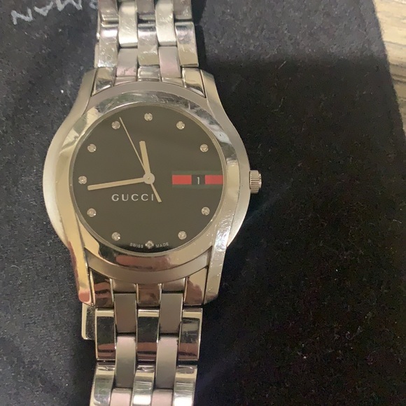 Mens Gucci 5500XL 11 Diamond stainless steel watch